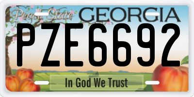 GA license plate PZE6692