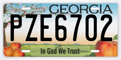 GA license plate PZE6702