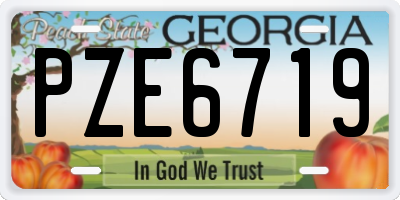 GA license plate PZE6719