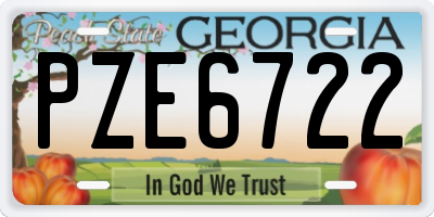 GA license plate PZE6722