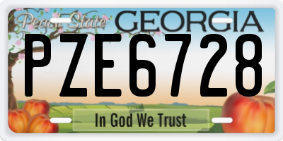 GA license plate PZE6728