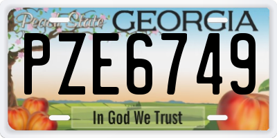 GA license plate PZE6749