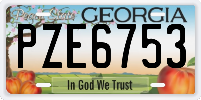 GA license plate PZE6753