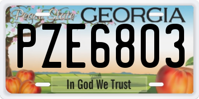 GA license plate PZE6803