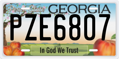 GA license plate PZE6807