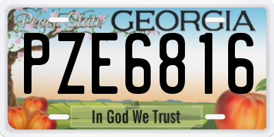GA license plate PZE6816