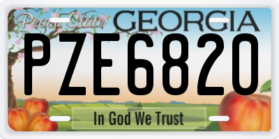 GA license plate PZE6820