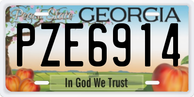 GA license plate PZE6914