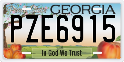 GA license plate PZE6915