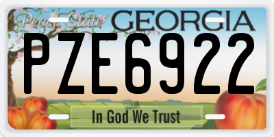 GA license plate PZE6922