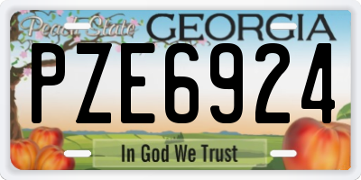 GA license plate PZE6924