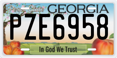 GA license plate PZE6958
