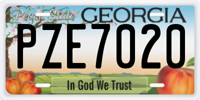 GA license plate PZE7020