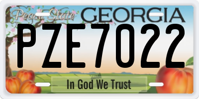 GA license plate PZE7022