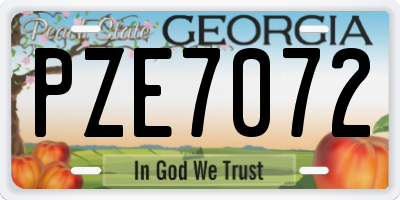 GA license plate PZE7072