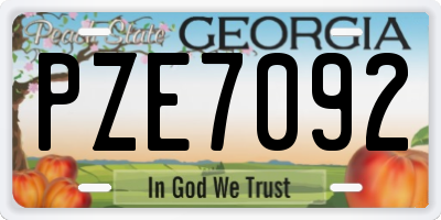 GA license plate PZE7092