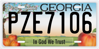 GA license plate PZE7106