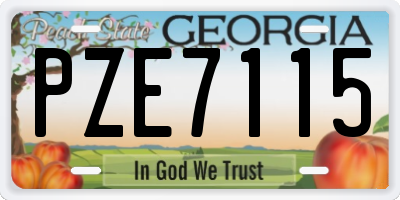 GA license plate PZE7115