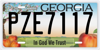 GA license plate PZE7117