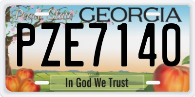 GA license plate PZE7140
