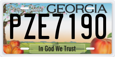 GA license plate PZE7190