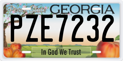 GA license plate PZE7232