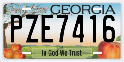 GA license plate PZE7416