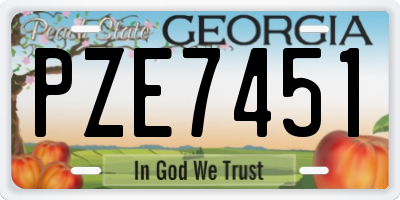 GA license plate PZE7451