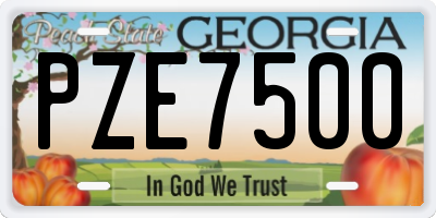 GA license plate PZE7500