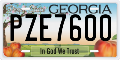 GA license plate PZE7600