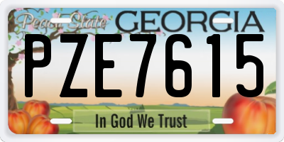 GA license plate PZE7615