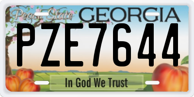 GA license plate PZE7644