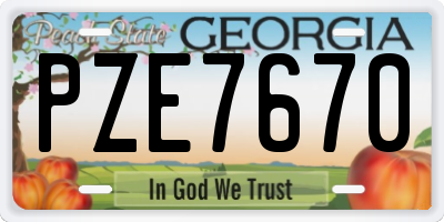 GA license plate PZE7670