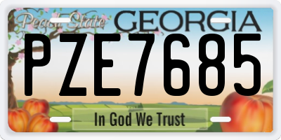 GA license plate PZE7685