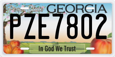 GA license plate PZE7802