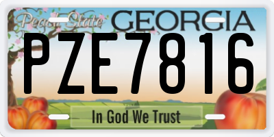 GA license plate PZE7816