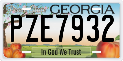 GA license plate PZE7932