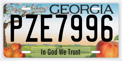 GA license plate PZE7996