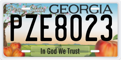 GA license plate PZE8023