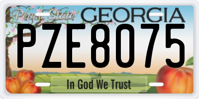GA license plate PZE8075