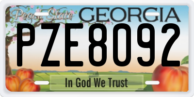 GA license plate PZE8092