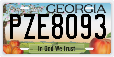 GA license plate PZE8093