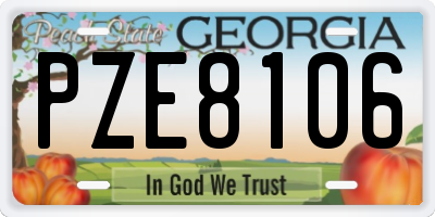 GA license plate PZE8106