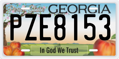 GA license plate PZE8153