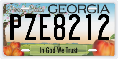 GA license plate PZE8212