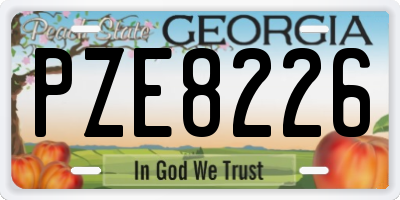 GA license plate PZE8226