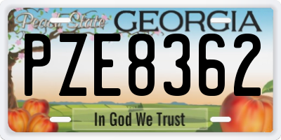 GA license plate PZE8362