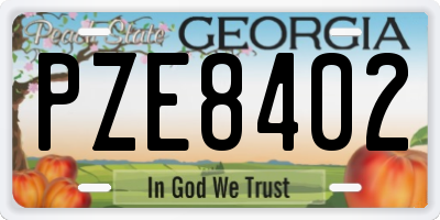 GA license plate PZE8402
