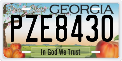 GA license plate PZE8430