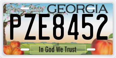 GA license plate PZE8452